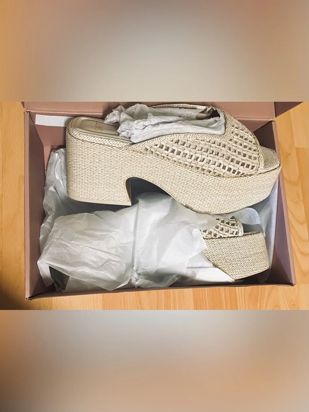 Franco Sarto Fernanda Woven Platform Slide Sandal/Natural: Size 7